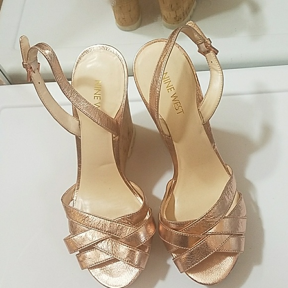 rose gold cork wedges